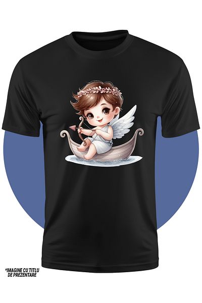StoryGift Romania Tricou Copii Cu Un Bebelus Cupidon Vesel, Ilustratie, Trage Cu Arcul, Aripi, Indragostire,