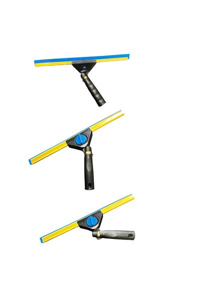 AYLA STAND 1.5 Metre Teleskopik Cam Silme Seti – Döner Başlıklı 45+35 cm Cam Çek + 35 cm Mop Ucu