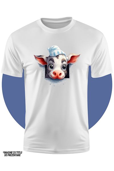 StoryGift Romania Tricou Copii Cu Un Iedut Care Scoate Capul Printr-un Patratel, Ilustratie, Curios, Pentru