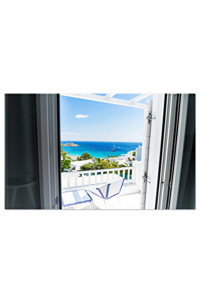 StoryGift Romania Tablou Canvas: Priveliste La Plaja In Grecia - Vedere De Pe Balconul De Vacanta