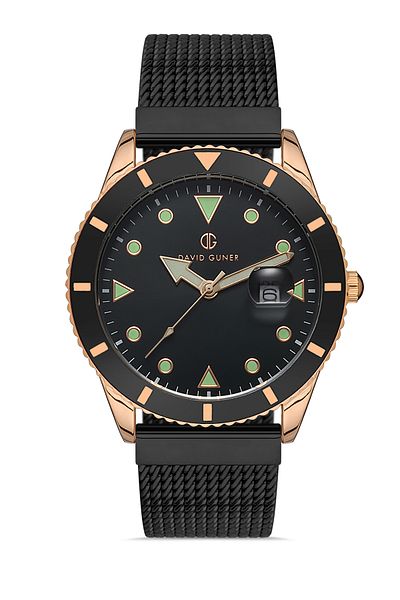 DAVID GUNER Rose Black Coated Black Dial Men's Wristwatch Dg-8328Gc-R2