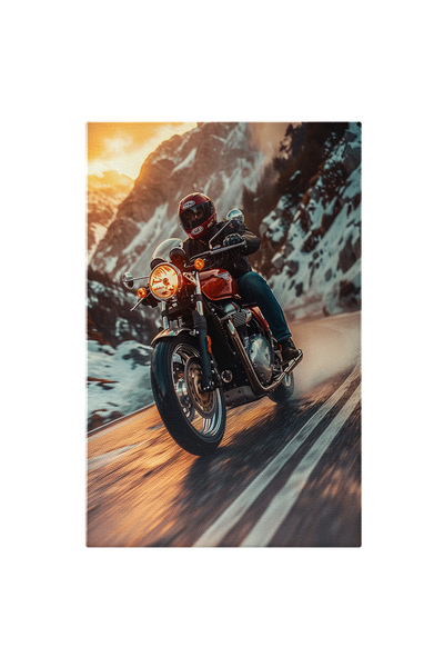 StoryGift Romania Tablou Canvas Barbat Pasionat De Motociclete Conduce O Moto...