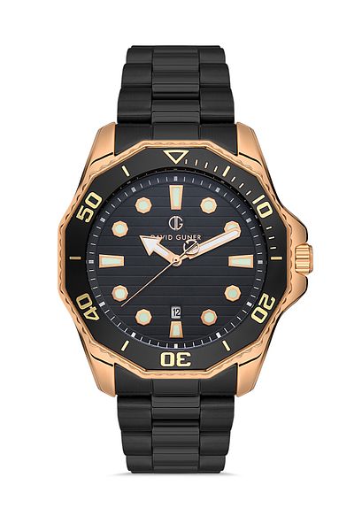 DAVID GUNER Rose Black Coated Black Dial Men's Wristwatch Dg-8394Ga-R2
