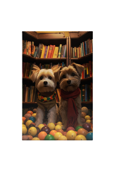 StoryGift Romania Tablou Canvas: Cuplul De Catei Cu Fular Rosu Si Zgarda Colo...