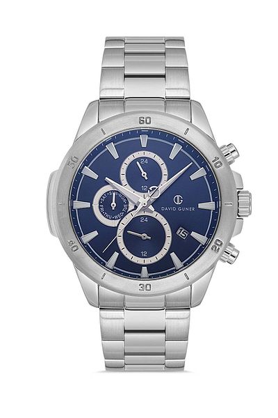 DAVID GUNER Men's Wristwatch with Silver Coated Blue Dial Dg-8742Ga-A3