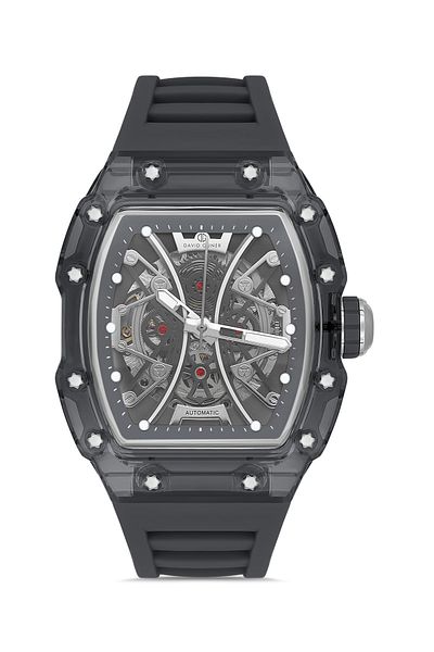 DAVID GUNER Automatic Black Silicone Band Men's Wrist Watch with Gray Dial - Dg-8628Gd-Y12