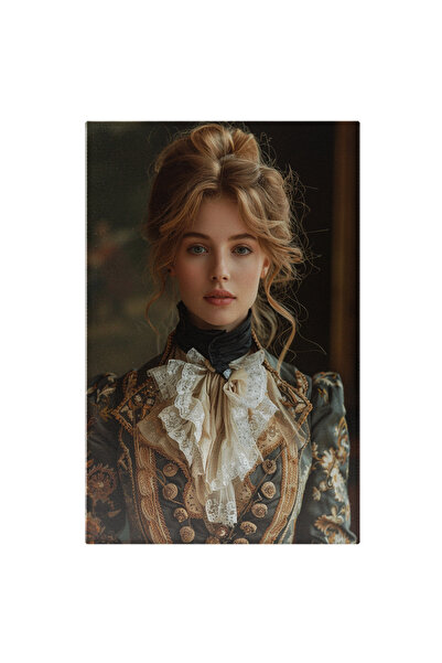 StoryGift Romania Tablou Canvas Domnita Blonda Cu Parul Coafat In Camasa Cu G...