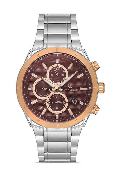 DAVID GUNER Rose White Coated Brown Dial Men's Wristwatch Dg-8645Ga-E6