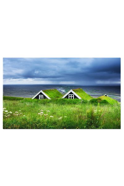 StoryGift Romania Tablou Canvas Case Istorice Pe Camp In Islanda Peisaj, Calatorie, Istorie, Arhitectura, Islanda