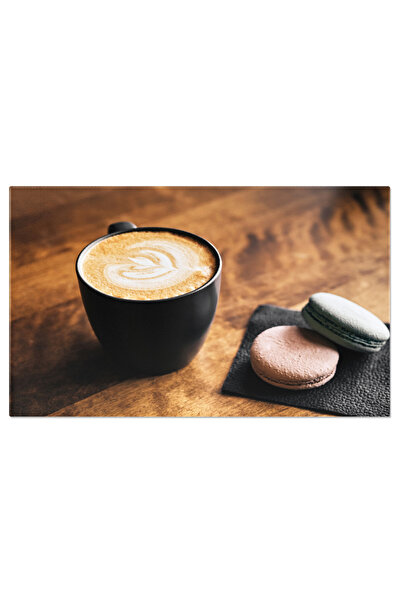 StoryGift Romania Tablou Canvas: Cafenea Cu Delicatese, Aroma De Macarons Pe O Masa De Lemn Si Momente De Relaxar