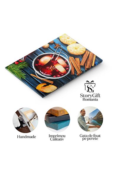 StoryGift Romania Tablou Canvas: Atmosfera De Iarna Cu Decoratiuni Si O Bautura Calda, Punand Accent Pe Condiment
