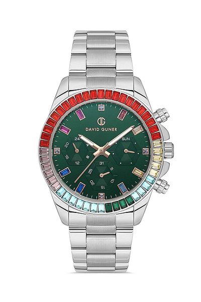 DAVID GUNER Unisex Wristwatch with Silver Coated Green Dial Dg-8678Ga-A10