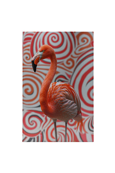 StoryGift Romania Tablou Canvas: Flamingo Cu Penele Roz Cu Alb Cu Ciocul Mare Lung Cu Ochii Mici Intr-un Decor C