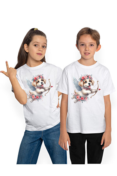 StoryGift Romania Tricou Copii cu un catelus Cupidon, ilustratie, trage cu ar...