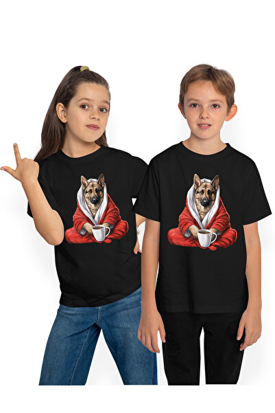 StoryGift Romania Tricou Copii Cu Un Caine Lup Care Are Un Capod Rosu, Ilustr...