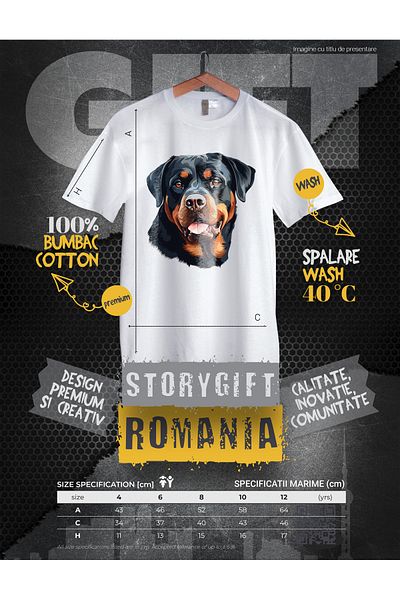 StoryGift Romania Tricou Copii Cu Un Caine Vesel, Limba Scoasa, Ilustratie, Bucutie, Jucaus, Prietenul Omulu