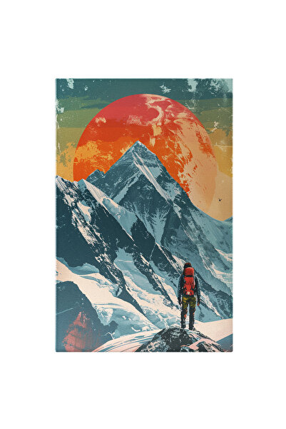 StoryGift Romania Tablou Canvas Barbat Alpinist Cu Ghiozdan In Spate Priveste...