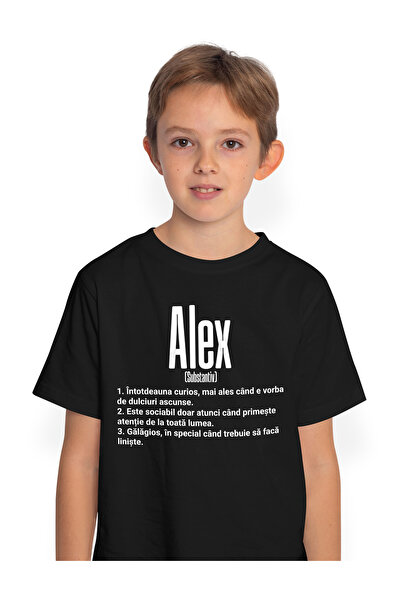StoryGift Romania Tricou Copii Baieti Cu Numele Alex, Cu Mesaj Amuzant, Curio...