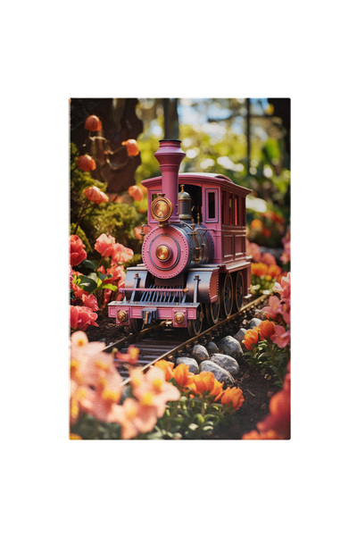 StoryGift Romania Tablou Canvas: Locomotivă Roz- Jucării Copii Pictura Digitala