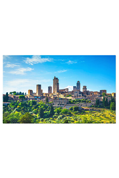 StoryGift Romania Tablou Canvas Silueta San Gimignano, Italia, Toscana, Sat M...