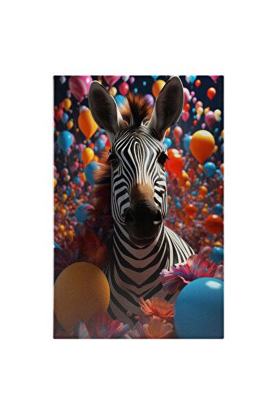 StoryGift Romania Tablou Canvas: O Girafa Cu Multe Baloane In Fundal - Flori Animal Pictura Digitala