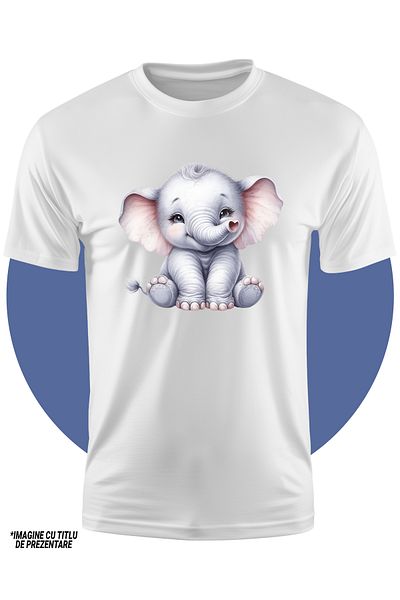 StoryGift Romania Tricou Copii Cu Un Pui De Elefant Vesel, Trompa In Forma De Inimioara, Fericire, Natura, J