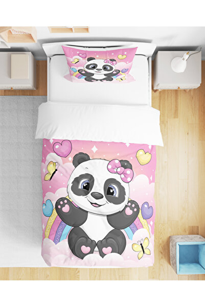 Home Set de lenjerie de pat pentru fetiță, cu imprimare digitală 3D, cu panda...