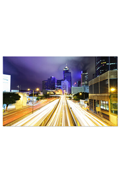 StoryGift Romania Tablou Canvas Urme De Lumina Ale Masinii Si Peisaj Urban In...