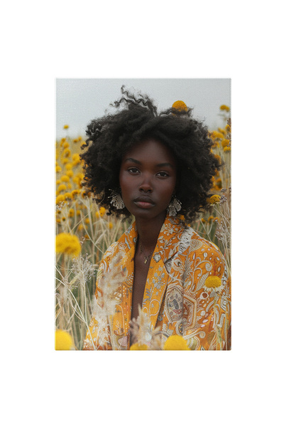 StoryGift Romania Tablou Canvas Lan De Flori Galbene Înconjurând Model Îmbrăc...