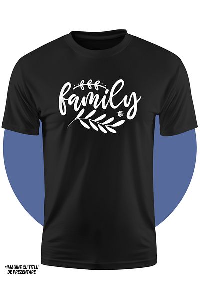 StoryGift Romania Tricou Copii Cu Ramurele Pentru O Familie Fericita Si Iubitoare 100% Bumbac, Unisex, Negru