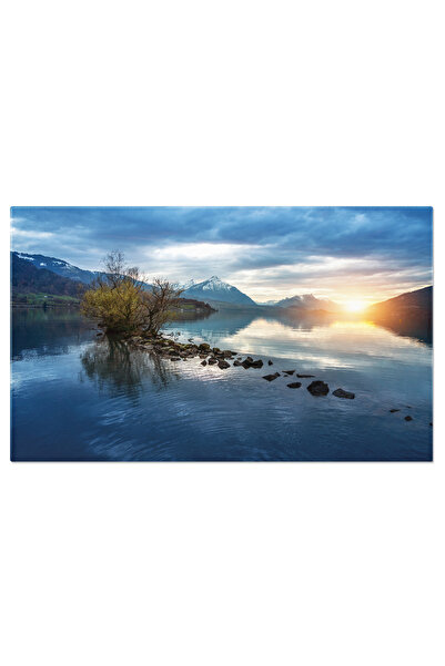 StoryGift Romania Tablou Canvas Apus La Lacul Thun Cu Vederea Muntelui Niesen...