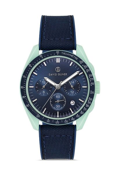 DAVID GUNER Blue Dial Polycarbonate Coated Multifunctional Men's Wristwatch - Dg-8627Gd-Ag3