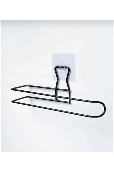 BRE HOME Self-Adhesive Metal Roll Paper Towel Holder Hanger Bathroom Kitchen Black