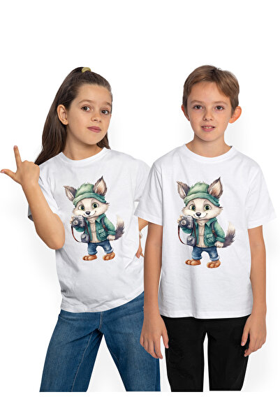 StoryGift Romania Tricou Copii Cu Un Lup Care Face Poze, Tine Un Aparat De Fo...