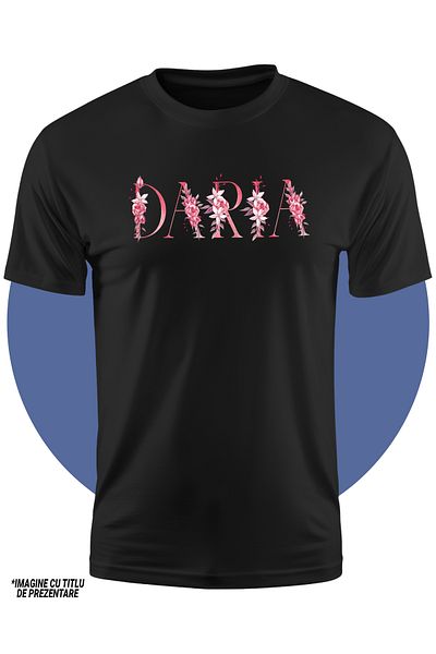 StoryGift Romania Tricou Copii Fete Cu Numele Daria, Floral, Colorat, Creativ, Frumos, Unicat 100% Bumbac, U