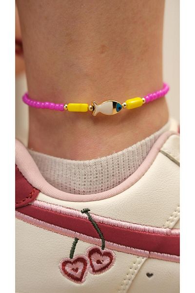 Jerie Fish Figured Colorful Bead Anklet