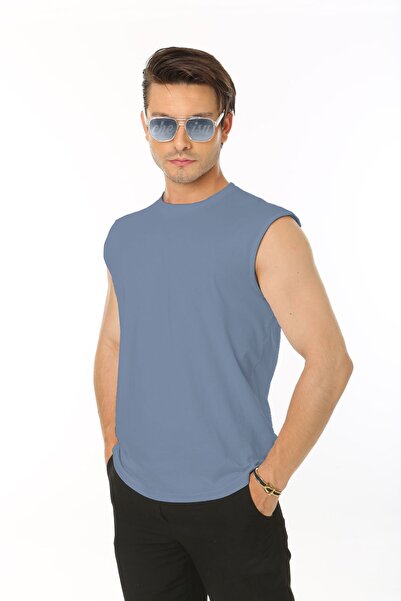 CHEISU Ανδρικό μπλουζάκι από 100% βαμβακερό μπλουζάκι με μηδενικό μανίκι με λ...