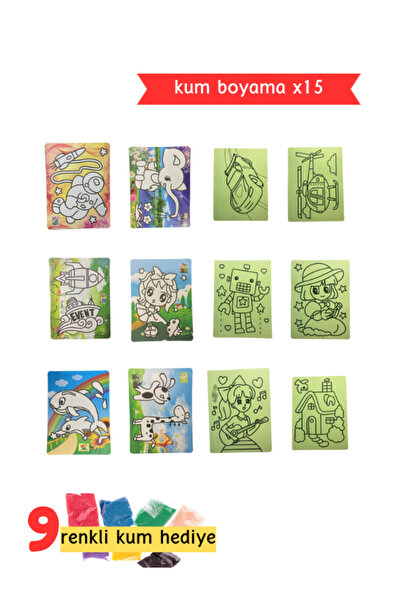 Pembe Pasaj Kum Boyama 15'li - A4 Büyük Boy