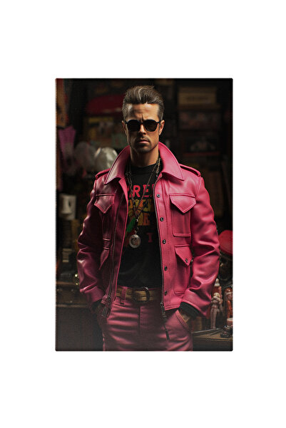 StoryGift Romania Tablou Canvas: Portret Barbat Tinuta Fashion Cu Geaca De Piele Roz Si Ochelarii De Soare Acceso