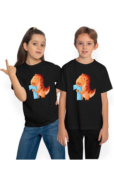 StoryGift Romania Tricou Copii Cu Un Dinozaur Cu Cifra 1, Ilustratie, Pentru Copii, Scoala, Elev, Invata, Sc