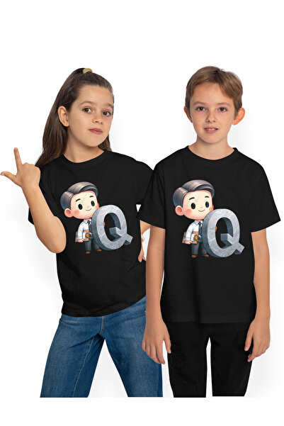 StoryGift Romania Tricou Copii Cu Un Analist Care Tine Litera "q", Ilustratie...