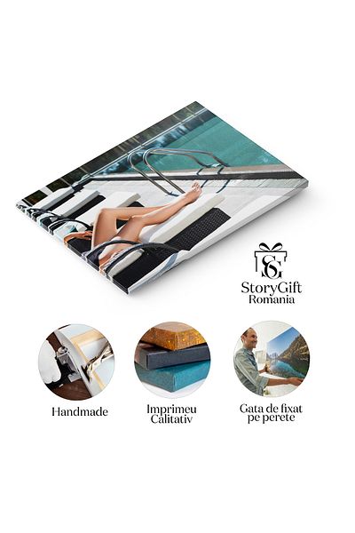 StoryGift Romania Tablou Canvas Rasfat Si Relaxare Femeia In Costum De Baie Stand Pe Prosop De Plaja O Pauza Mer