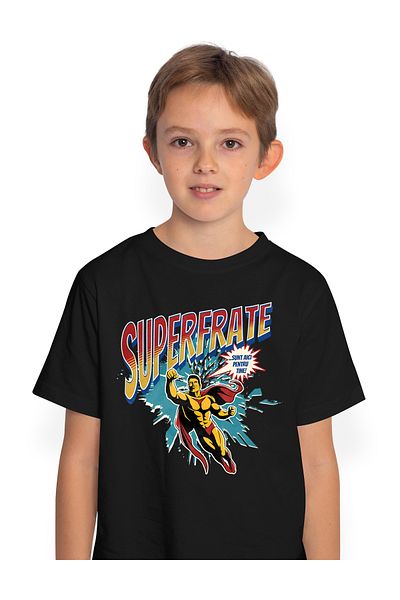 StoryGift Romania Tricou Copii Baieti Super Frate - Super Erou, Sunt Aici Pentru Tine 100% Bumbac, Unisex, N