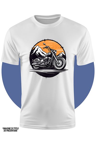 StoryGift Romania Kids T-Shirt With A Motorcycle, Illustration, Mountain, Circle, Orange, White, Black, On 2 Wheels