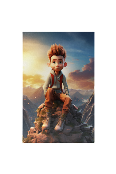 StoryGift Romania Tablou Canvas: Montan Natural Baiatul Si Apusul In Mijlocul...