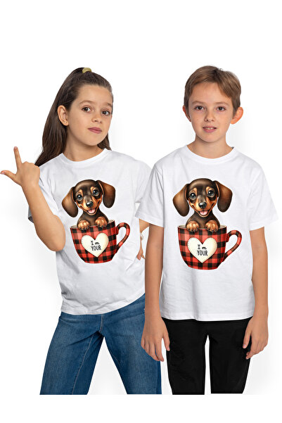 StoryGift Romania Tricou Copii Cu Un Catelus Maro Jucaus, Ilustratie, Sta Int...