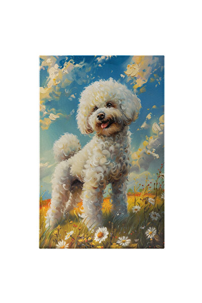 StoryGift Romania Tablou Canvas Catelus Cu Blana Creata Alba Si Floricele In ...