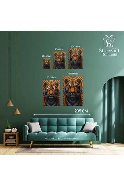 StoryGift Romania Canvas Painting 70 x 50CM On the Trail of Prey The Tiger and Its Menacing Silence Stripes H,STG.