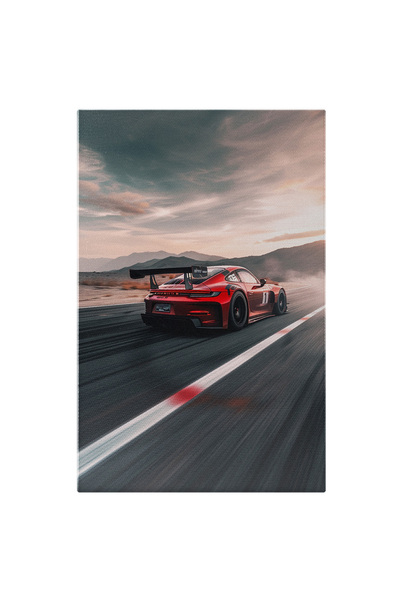 StoryGift Romania Tablou Canvas Masina De Culoare Rosie Marca Porsche 911 Mas...