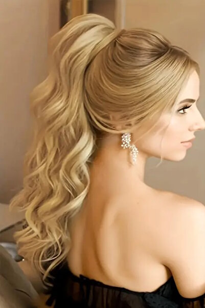 CAŞ DEKORASYON Küllü Sarı Renk Çıtçıtlı Dalgalı At Kuyruğu Saç 16#